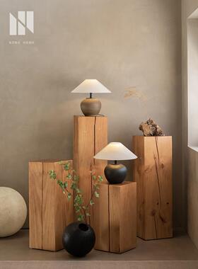 A12原木根雕花架沙边几202411侘落实地发木头装饰寂风木墩子树桩