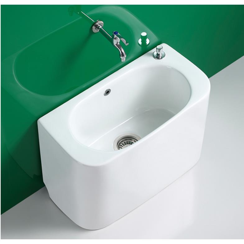 椭圆陶瓷洗拖把池阳台墩布盆家用拖布池卫生间大号落地式水槽60cm