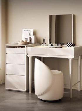 fLE家具梳妆台现代奶油风设计师卧室简约实木带灯光化妆桌收纳柜