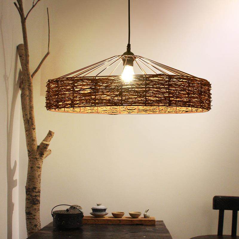 灯具现代简约铁艺藤编藤艺美式乡村田园复古怀旧客厅餐厅吧台吊灯