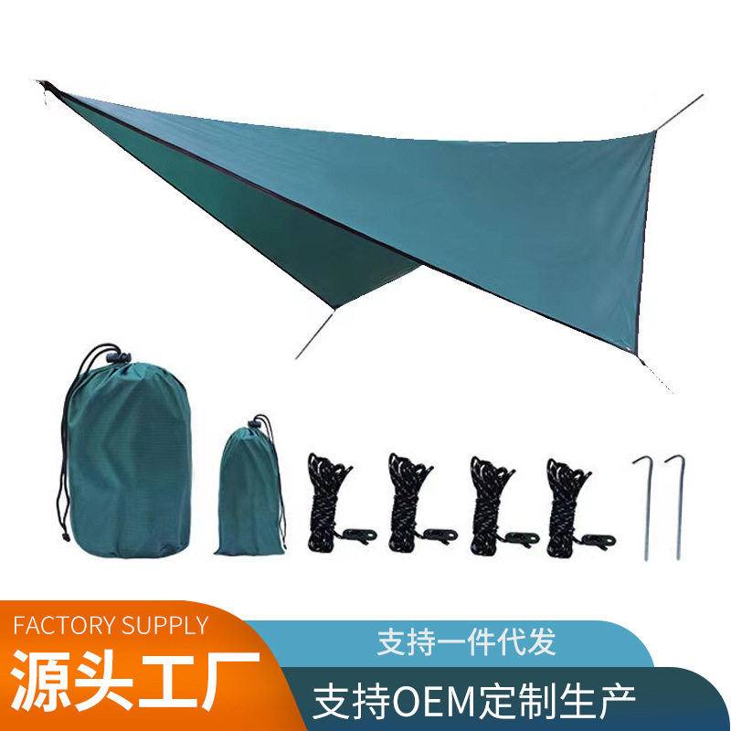 防晒天幕户外单人双人多功能野营地垫防水防雨格子布菱形天幕