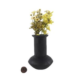 销售手制新中式碳化栗木高颈黑色花瓶家居别墅艺术馆装饰摆件