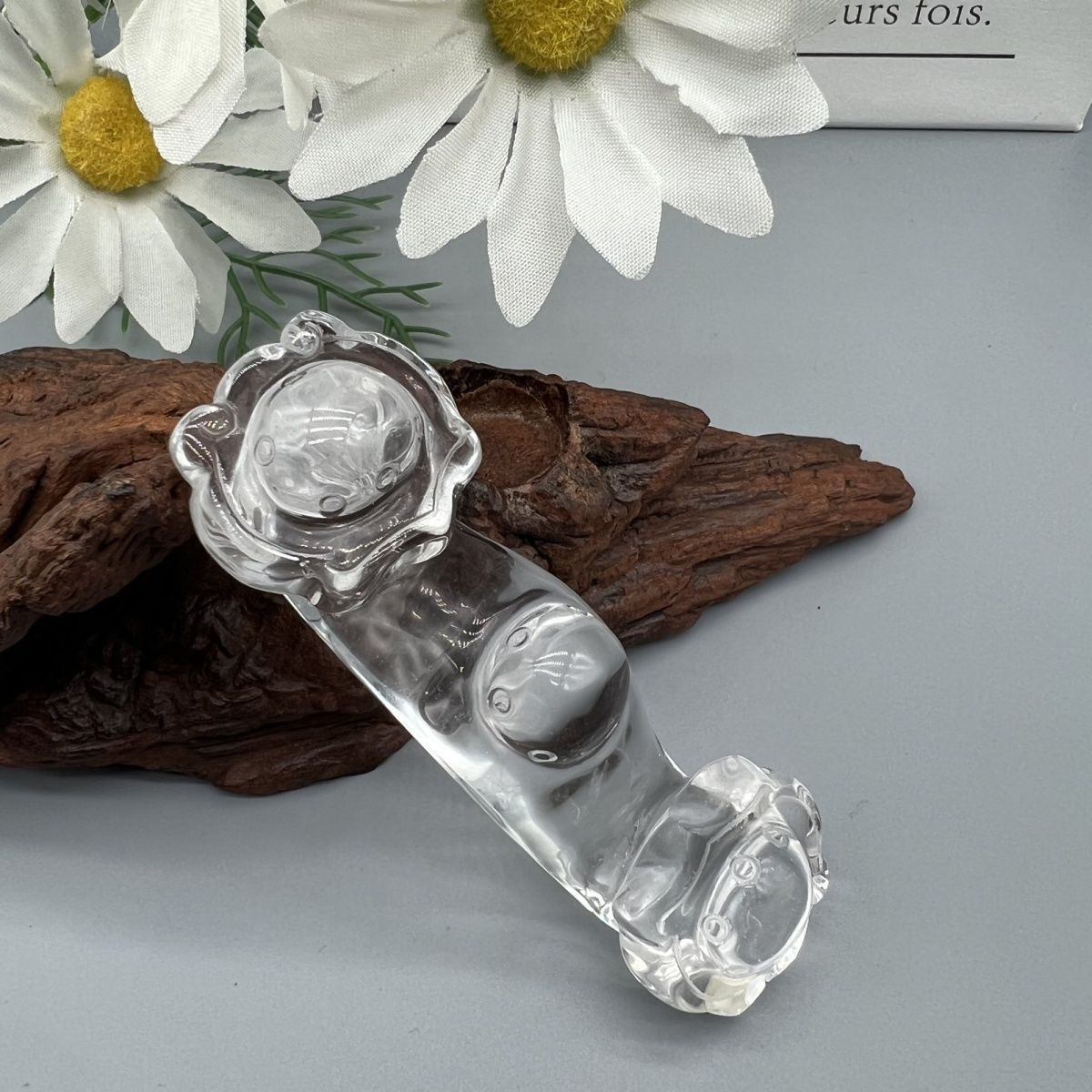 天然白水晶吉祥如意手把件