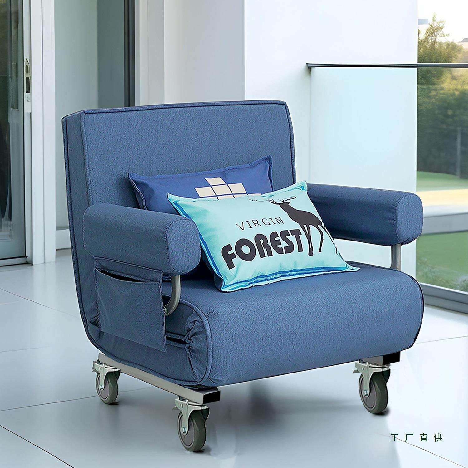 单人沙发床带轮子2025新款办公午休折叠床两用午睡简约折叠沙发床