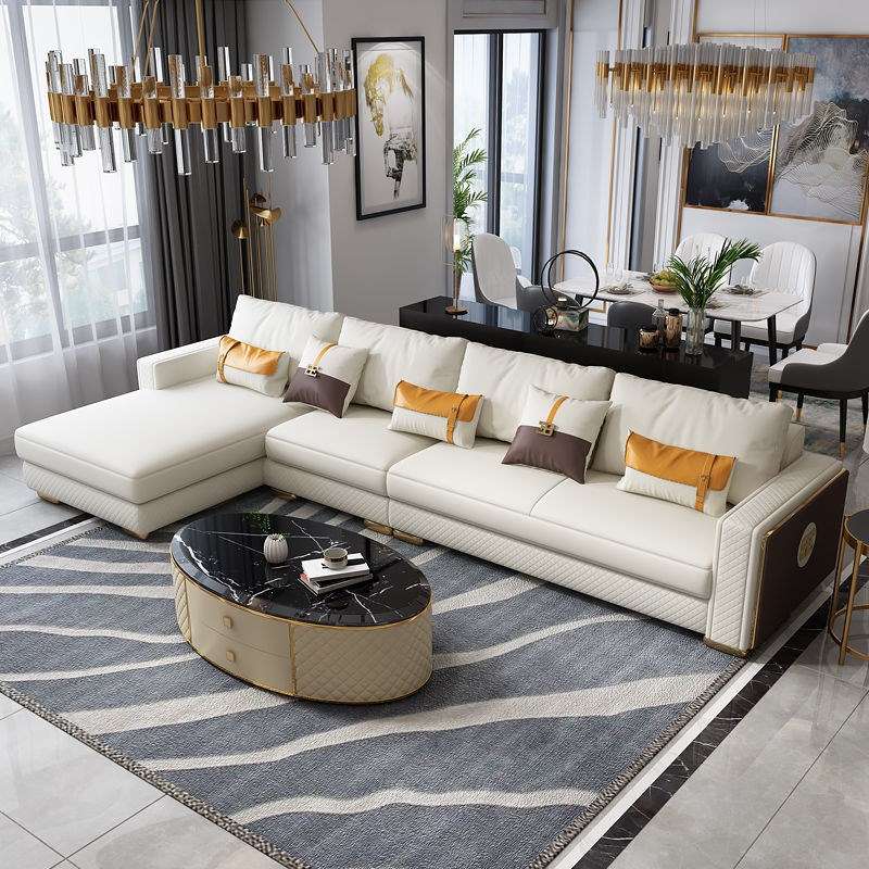 轻奢沙发高端大小户型沙发客厅转角沙发后现代简约皮沙发SF705