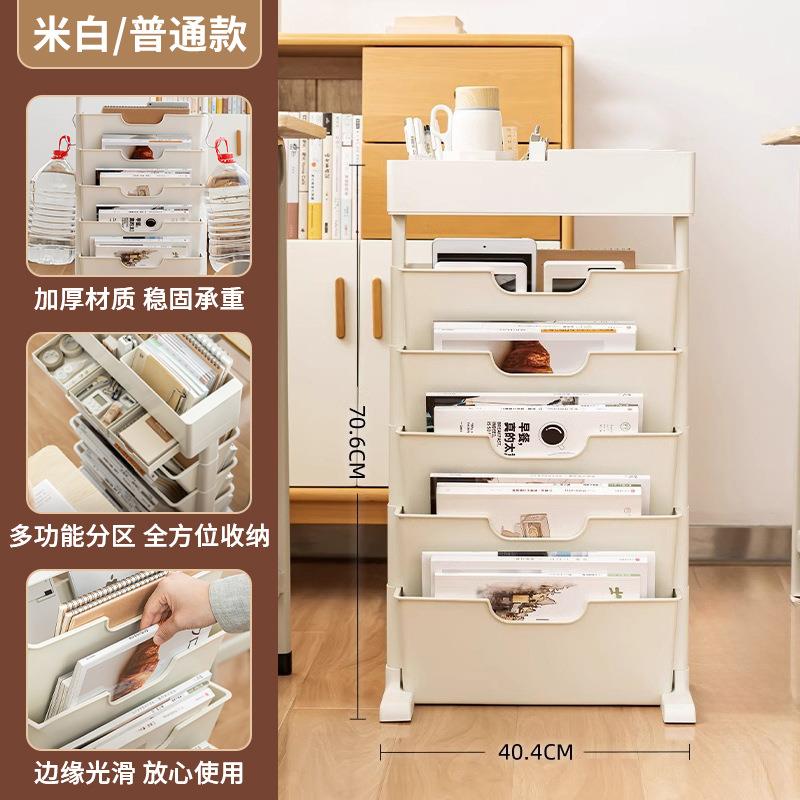 多功能书桌旁收纳置物架可移动带轮学生教室书本收纳桌边书架