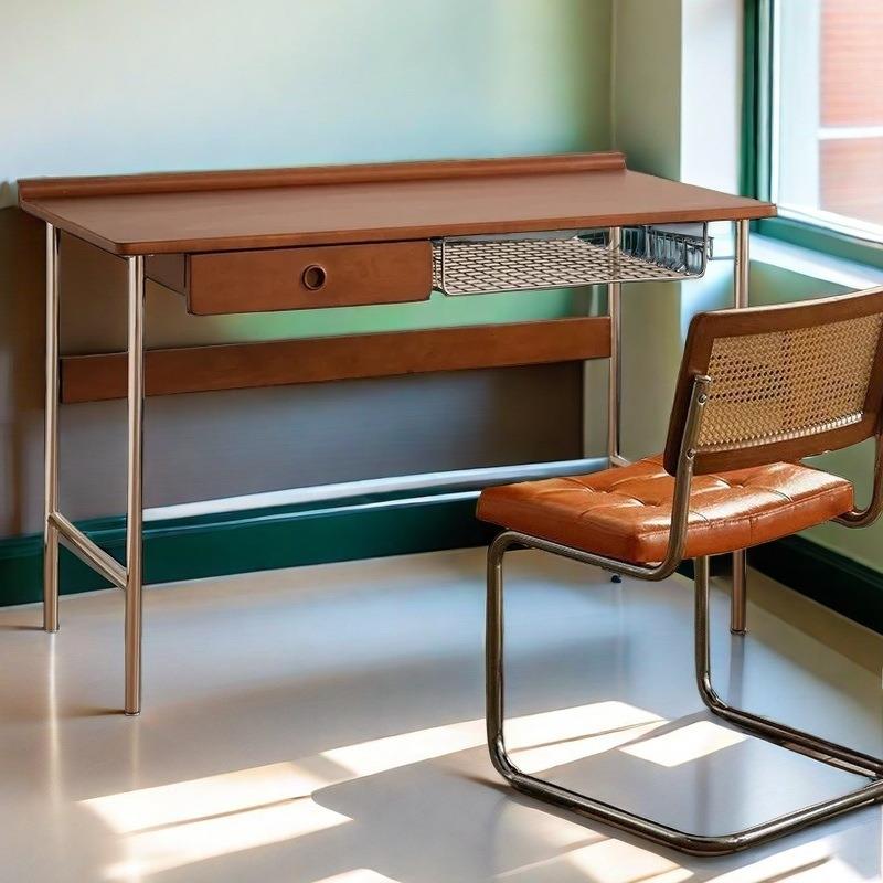 实木书桌复古小户型轻奢家用书房工作台简约日式电脑桌办公学习桌