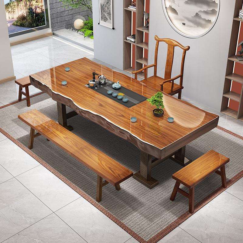 整板实木大板茶桌椅组合新中式原木功夫泡茶台办公室茶具套装一体