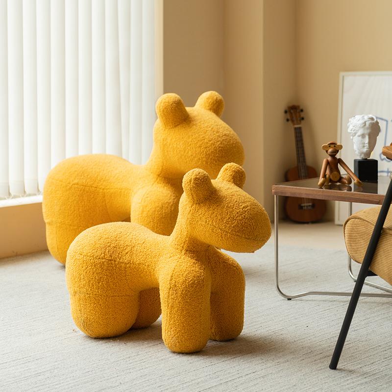 河马凳软包创意椅子北欧儿童玩具凳卡通动物凳小狗椅幼儿园矮凳