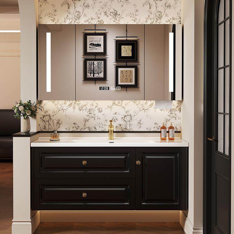 新款浴室柜组合陶瓷一体盆洗手脸盆柜卫生间洗漱台池法式现代简约