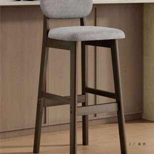 吧台椅实木高脚凳吧台凳子家用高脚椅收银岛台餐椅靠背餐桌高椅子