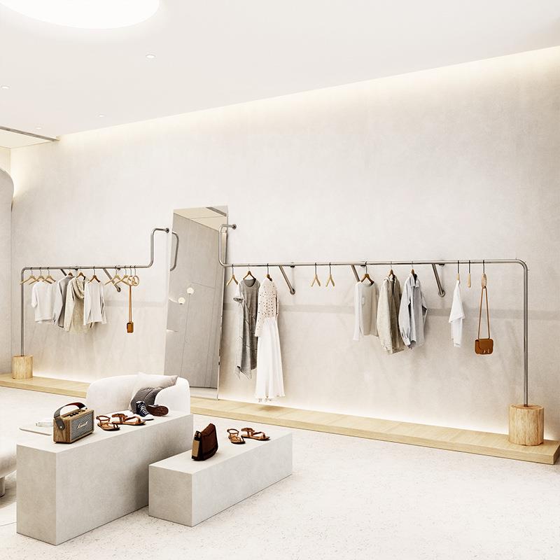 服装店展示架壁挂式上墙挂衣架男女童装店不锈钢货架陈列架子