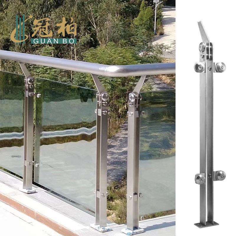 冠柏304不锈钢楼梯扶手立柱别墅家用室内外阳台玻璃围护栏杆工程