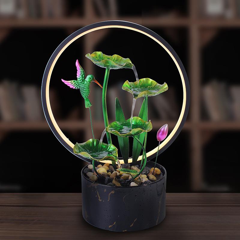 创意流水摆件现代简约客厅办公室桌面玄关精致居家茶桌铁艺装饰品