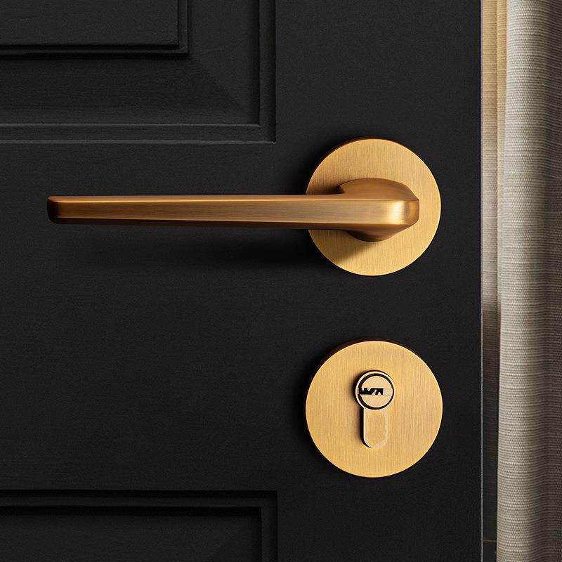 美式黄古铜门锁仿古欧式室内分体锁青古简约黑色卧室静音房门锁