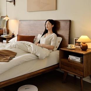 北美黑胡桃木床主卧双人床克威尔实木大板北欧实木家具床全极简伯