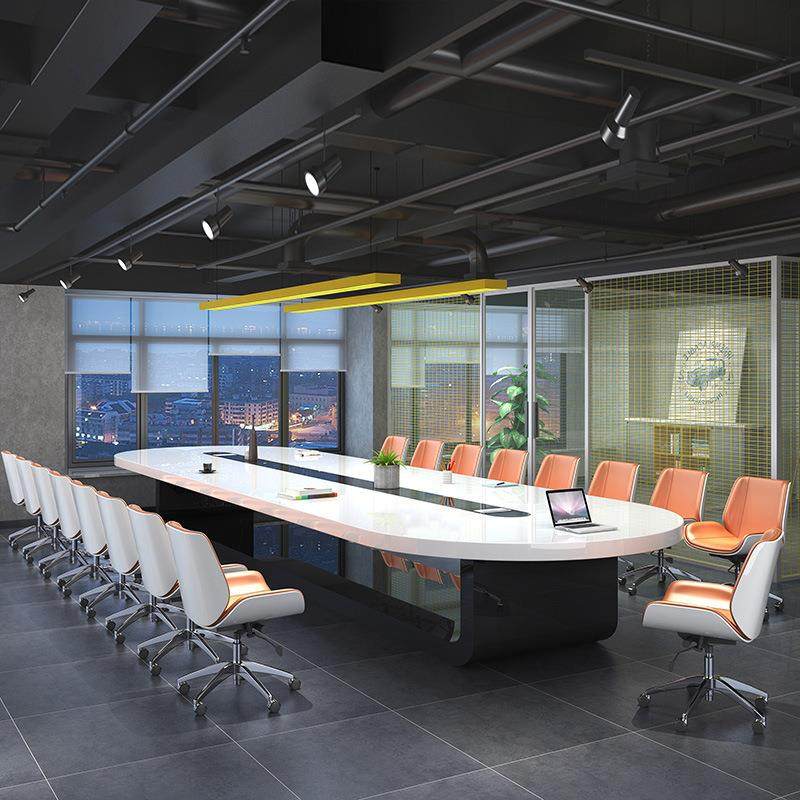 新款会议桌大型桌椅组合烤漆长条会议桌办公室烤漆办公家具培训桌