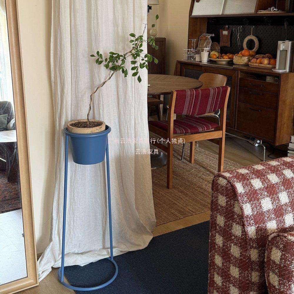 花架普鲁士蓝色花架室内极简约可移动设计阳台花盆栽客厅现代铁艺