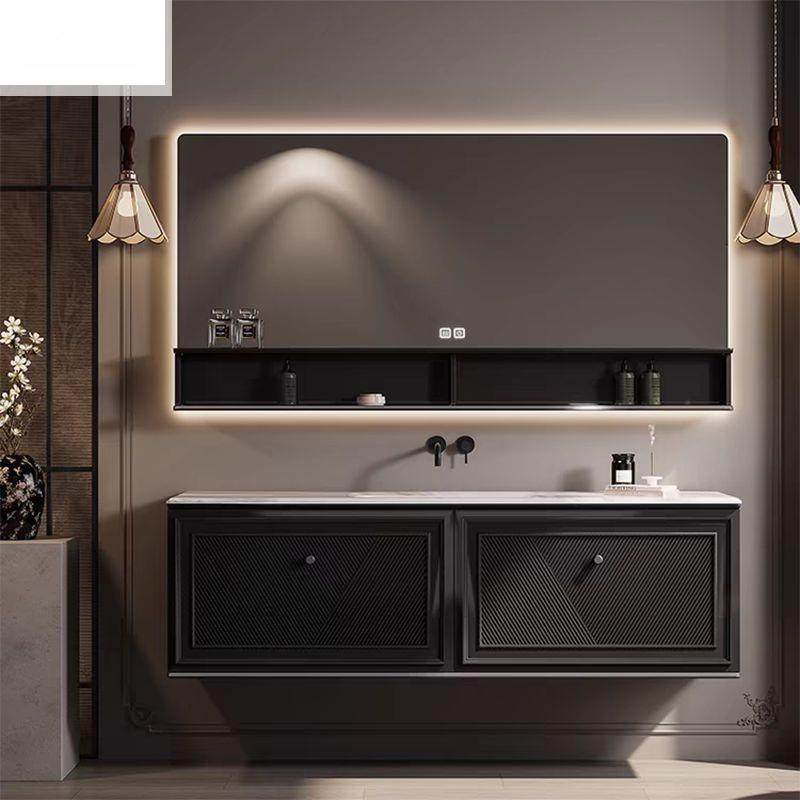 中式风格法式复古浴室柜橡木组合卫生间陶瓷一体盆洗手脸盆洗漱台