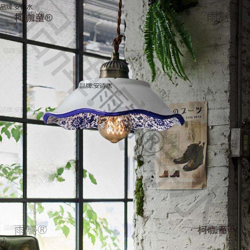 设计师款青花瓷陶瓷吊灯复古个性餐厅服装店卧室装饰灯具
