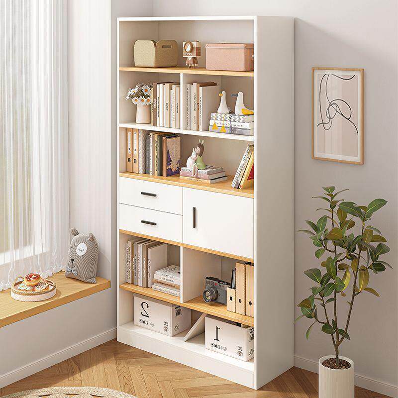 书架落地置物架客厅一体靠墙收纳展示储物柜家用书柜带柜门收纳架