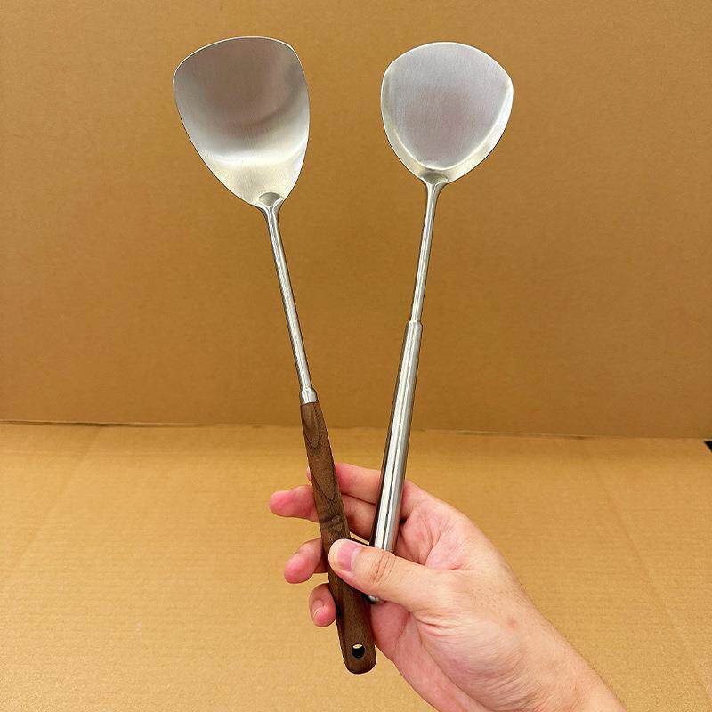 新款·304不锈钢小锅铲家用迷你炒菜铲子小号胡桃木&全钢煎炒菜铲