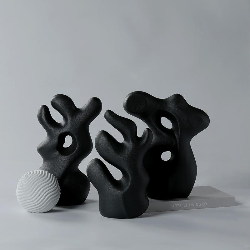 现代简约创意花插摆件桌面玄关装饰假花陶瓷瓶外贸新款个性家居