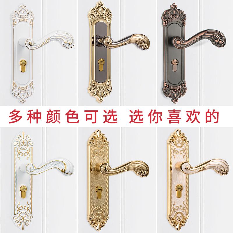 免改孔可调节门锁室内卧室房间通用型静音实木门欧美复古铜色锁具