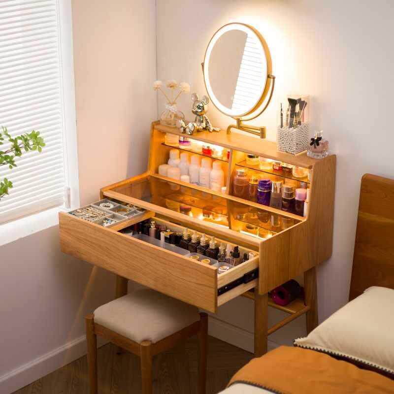 梳妆台小型50cm实木卧室迷你化妆台60cm小户型极窄化妆桌日式床头