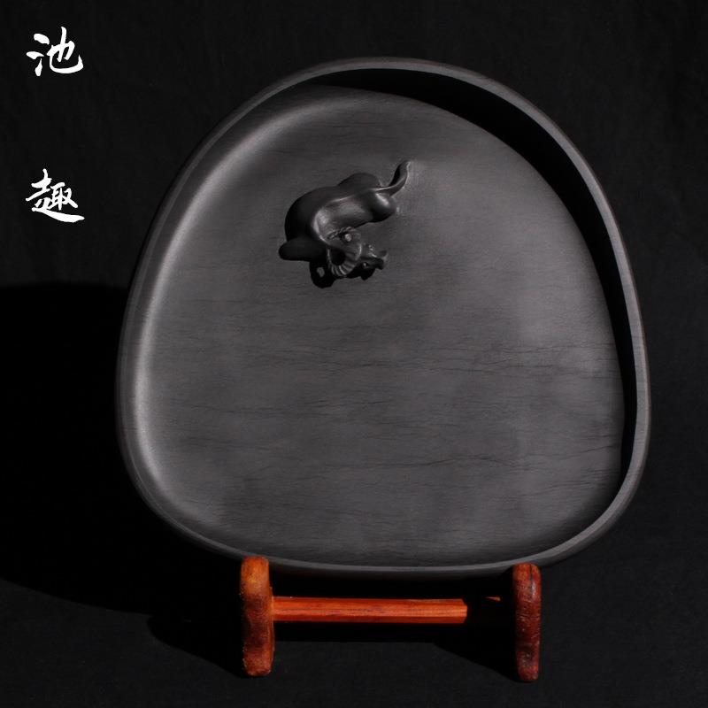 文房四宝砚台手工雕刻歙砚端砚素砚墨池徽墨砚台原石歙砚台