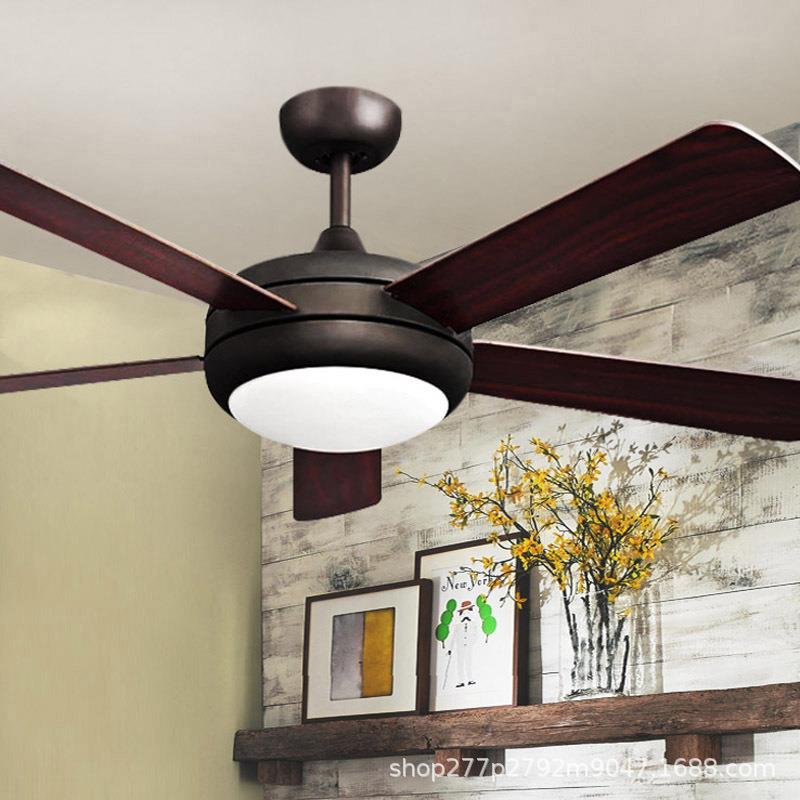 美式LED吊扇灯家用客厅餐厅风扇灯带灯吊扇遥控电扇吊灯可调光