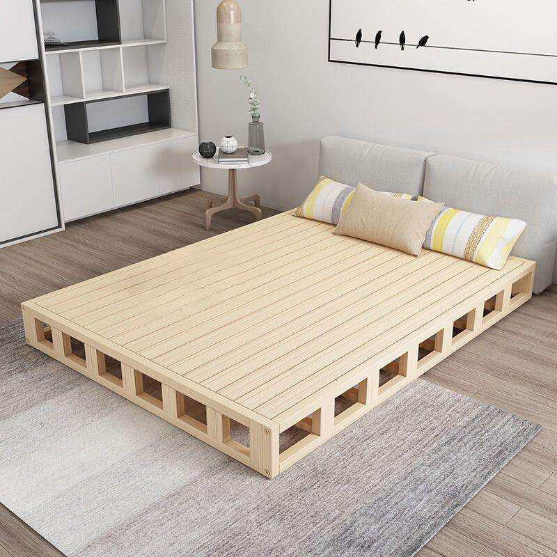 实木硬板双人床排骨架落地铺床日式矮床贴地台榻榻米床架无床头厂