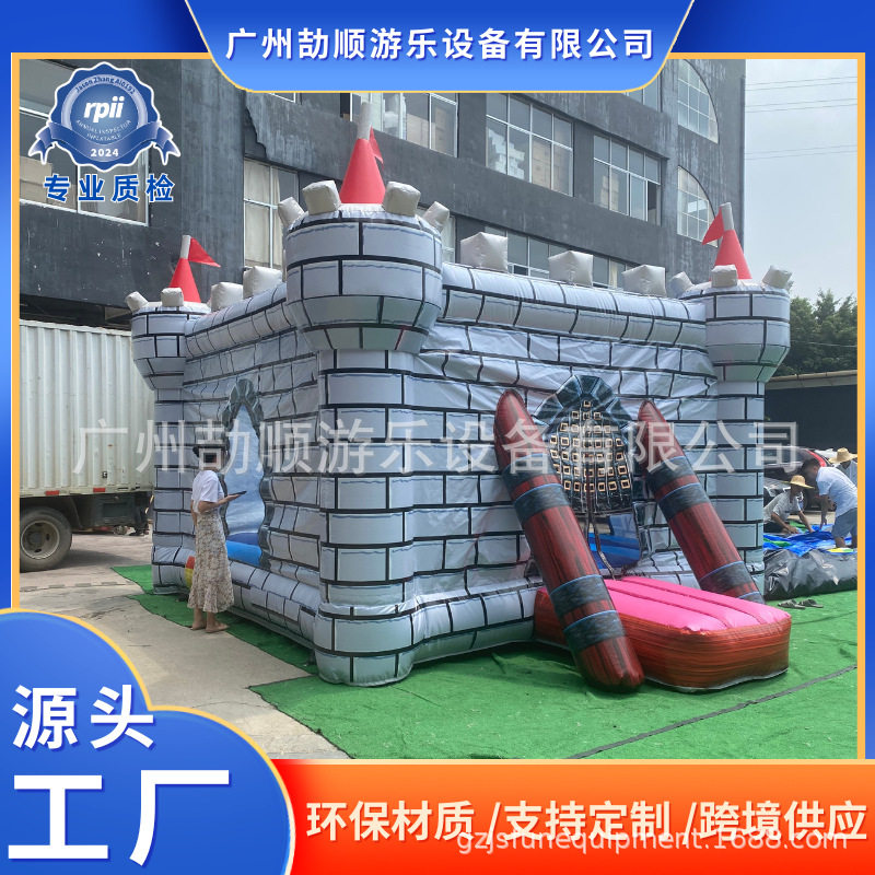外贸厂家城堡PVC充气跳床充气城堡滑梯游乐充气滑梯家用亲子