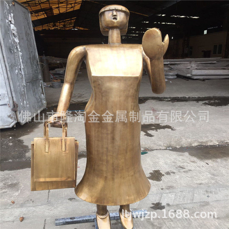 大型商场纯铜锻造美女雕塑摆件抽象人物金属工艺件厂家优价出售