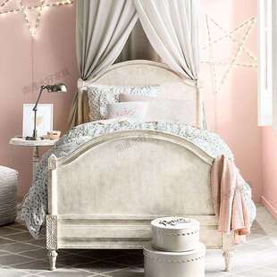 美式实木床儿童床1.2/1.5米现代复古白色做旧雕花公主轻奢单人床