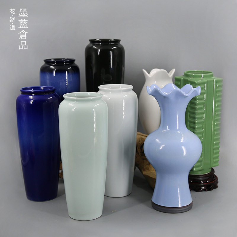 日式小原流花道陶瓷飞鸟瓶光面