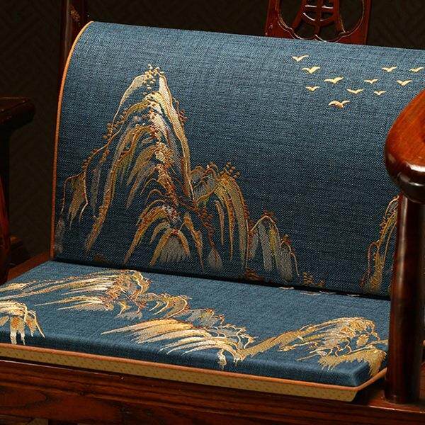 中式茶椅垫坐垫靠背一体沙发垫实木太师椅圈椅座垫护腰靠背垫