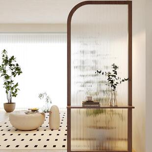 中古风免打孔入户玄关客厅实木屏风现代简约进门遮挡家用玻璃隔断