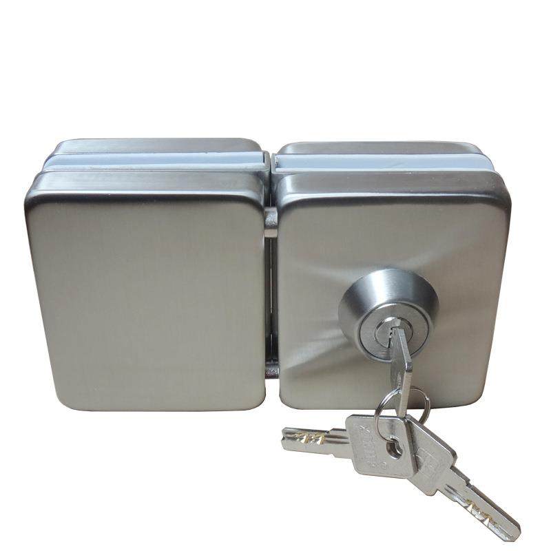 豪华玻璃门锁304不锈钢玻璃锁单门双门锁方型双门双开锁