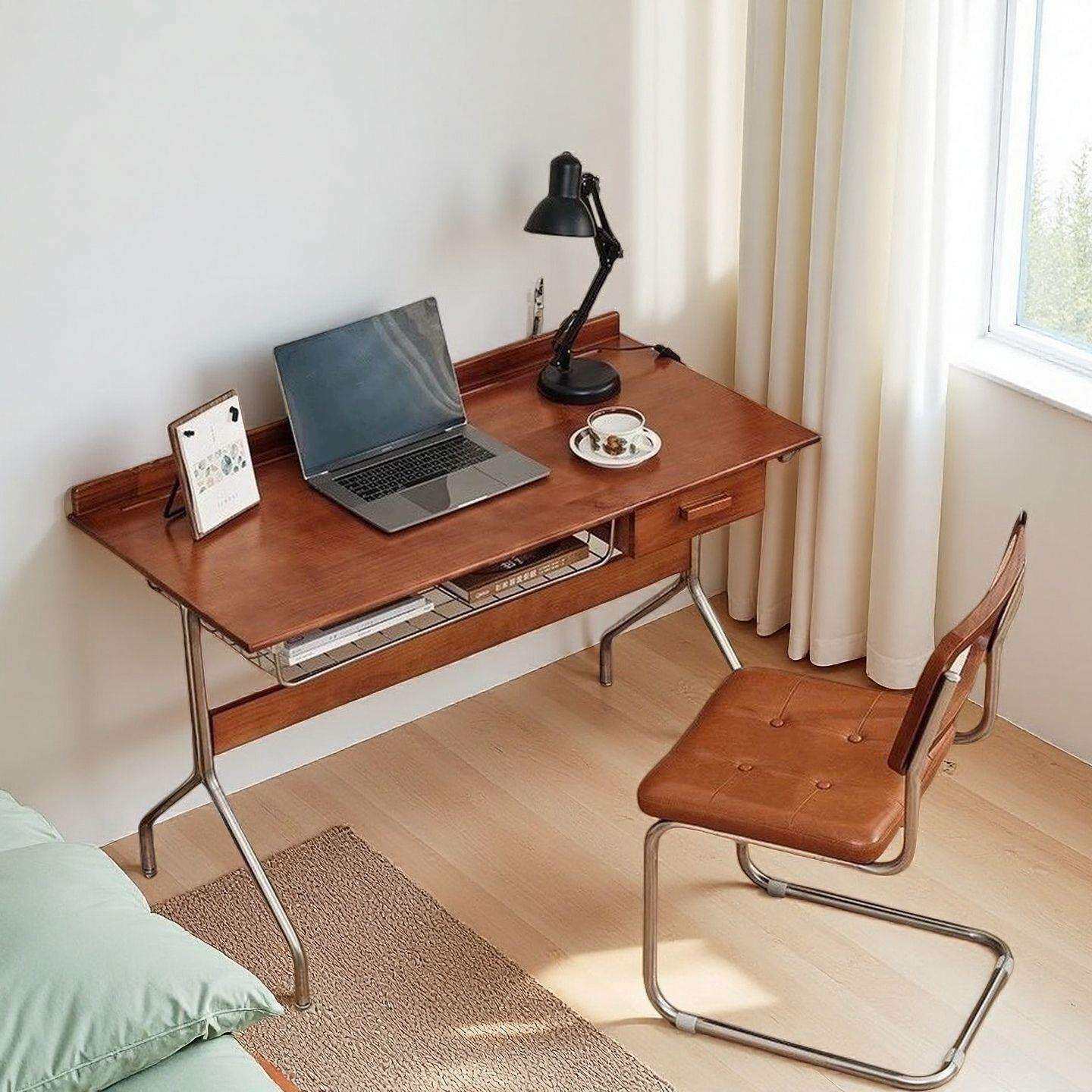 当天发实木书桌书房写字台家用台式电脑办公桌客厅工作带抽屉桌子