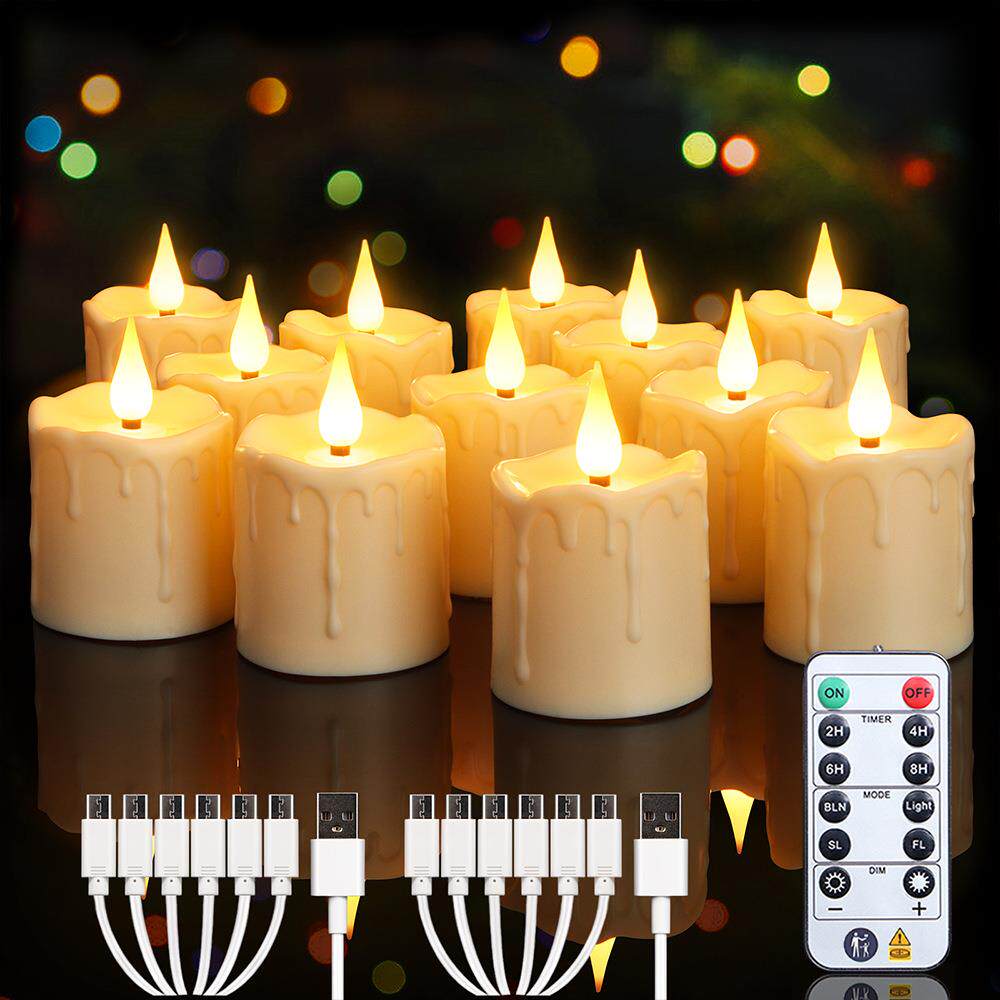 电子蜡烛防水LED充电蜡烛灯塑料仿真定时婚礼万圣节装饰茶蜡