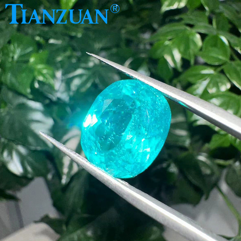 多层天然切工 椭圆形霓虹感帕拉伊巴裸石