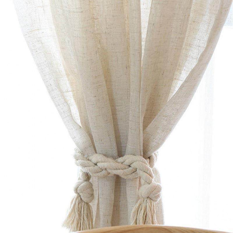 日式窗帘亚麻纱帘日系简约卧室飘窗阳台纱加厚遮光棉麻窗纱