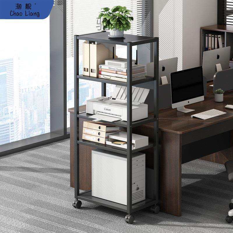 可移动办公室落地打印机置物架多层收纳书架带轮小型电脑主机托架