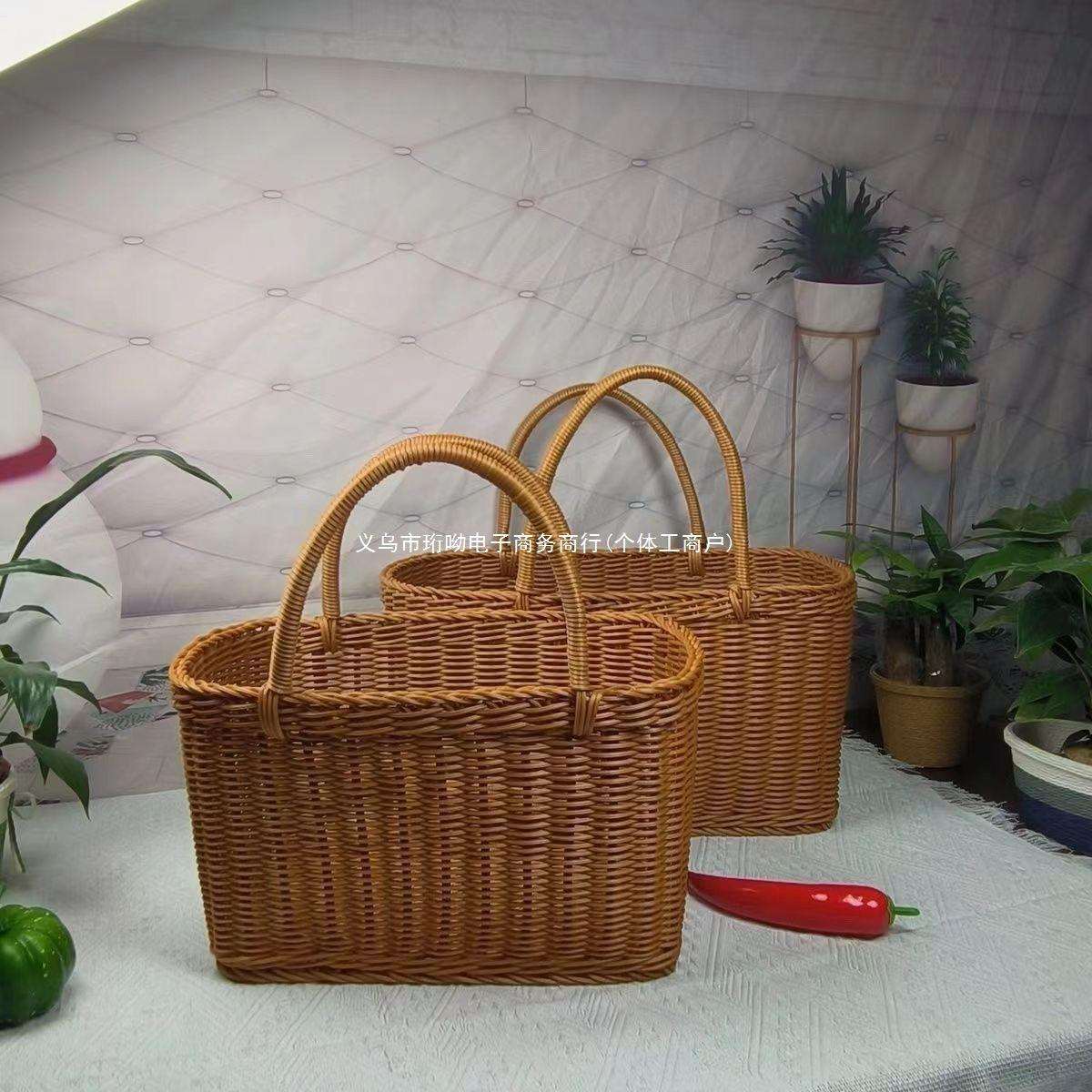 全套菜篮子超市购物篮野餐篮洗澡篮水果篮老式买菜篮子清洁手提篮