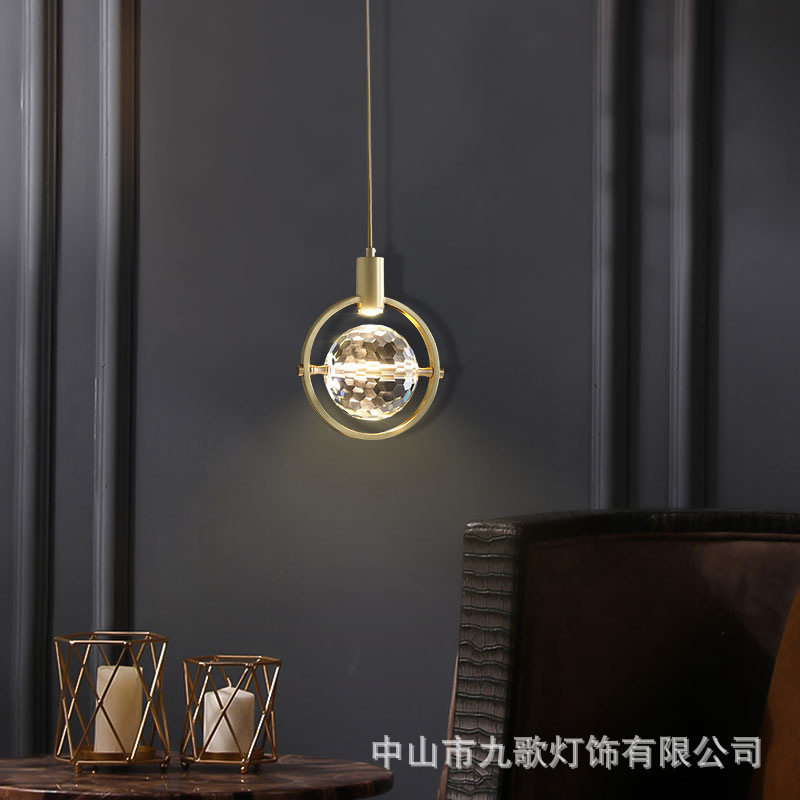 北欧后现代水晶吊灯样板间设计师床头小吊灯吧台橱窗个性网红灯具