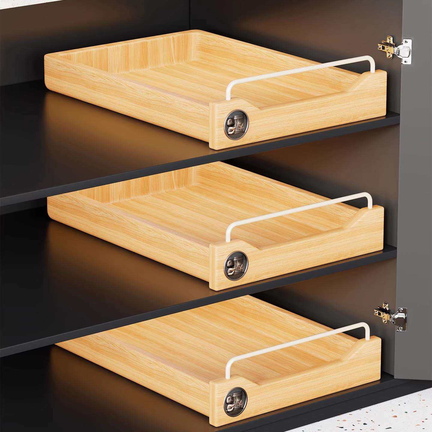 实木洗手台下水槽置物架抽拉浴室柜下收纳盒多层卫生间拉篮分层架