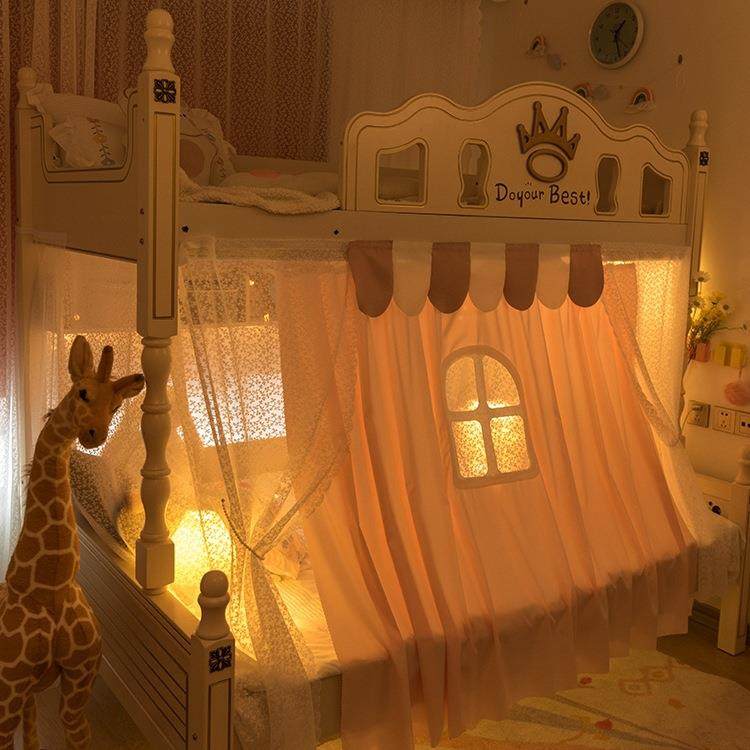 儿童蚊帐家用子母床2025年新款卧室床帘上下铺公主帘子围帘