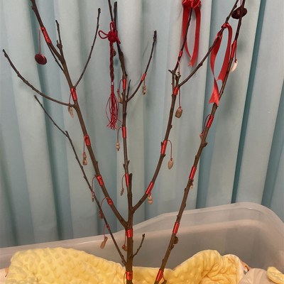 东南枝桃木枝带挂件纯桃树枝宝y宝婴儿压惊桃树枝婴儿出院惊吓啼