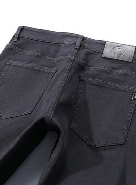 秋冬新款纯黑色男士牛仔裤酵洗工艺柔软弹力绵密斜纹免烫直筒长裤